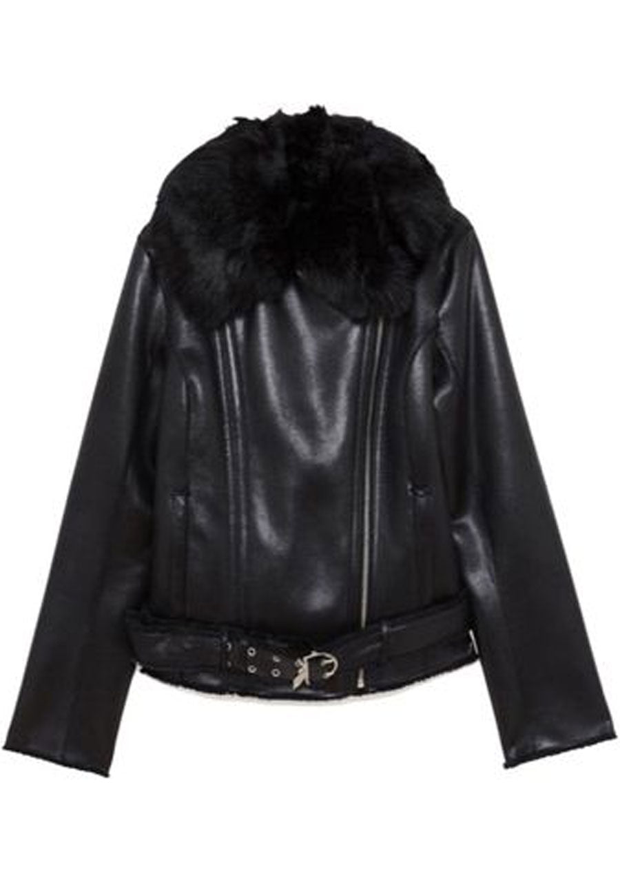 Women’s Black Leather Shearling jacket