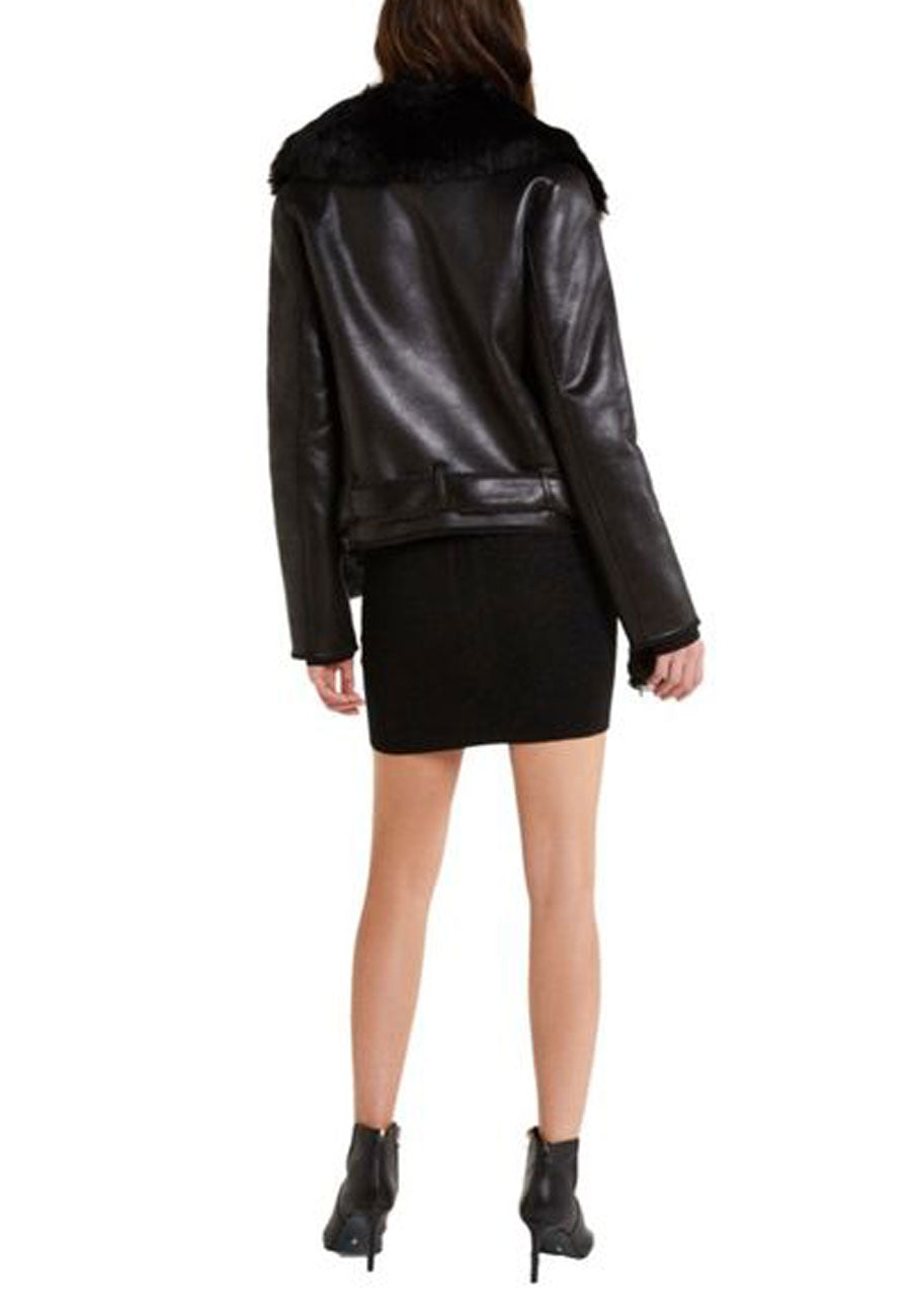 Women’s Black Leather Shearling jacket