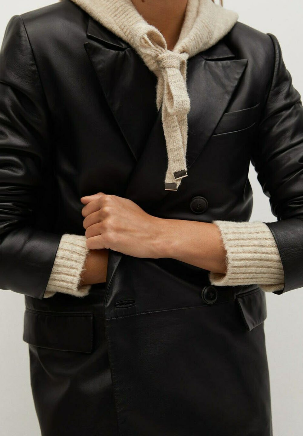 Women’s Oversized Black Leather Coat