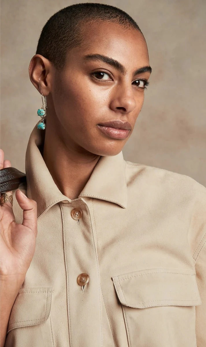 Women’s Beige Full Sleeve Leather Shirt – Tailored Fit & Sophisticated Style