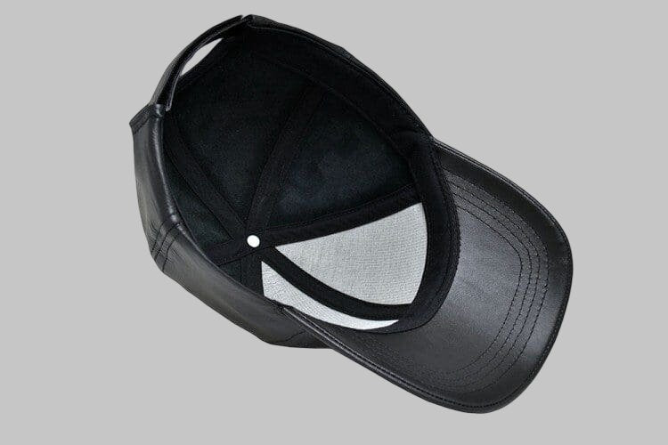 Men Black Leather Baseball Cap