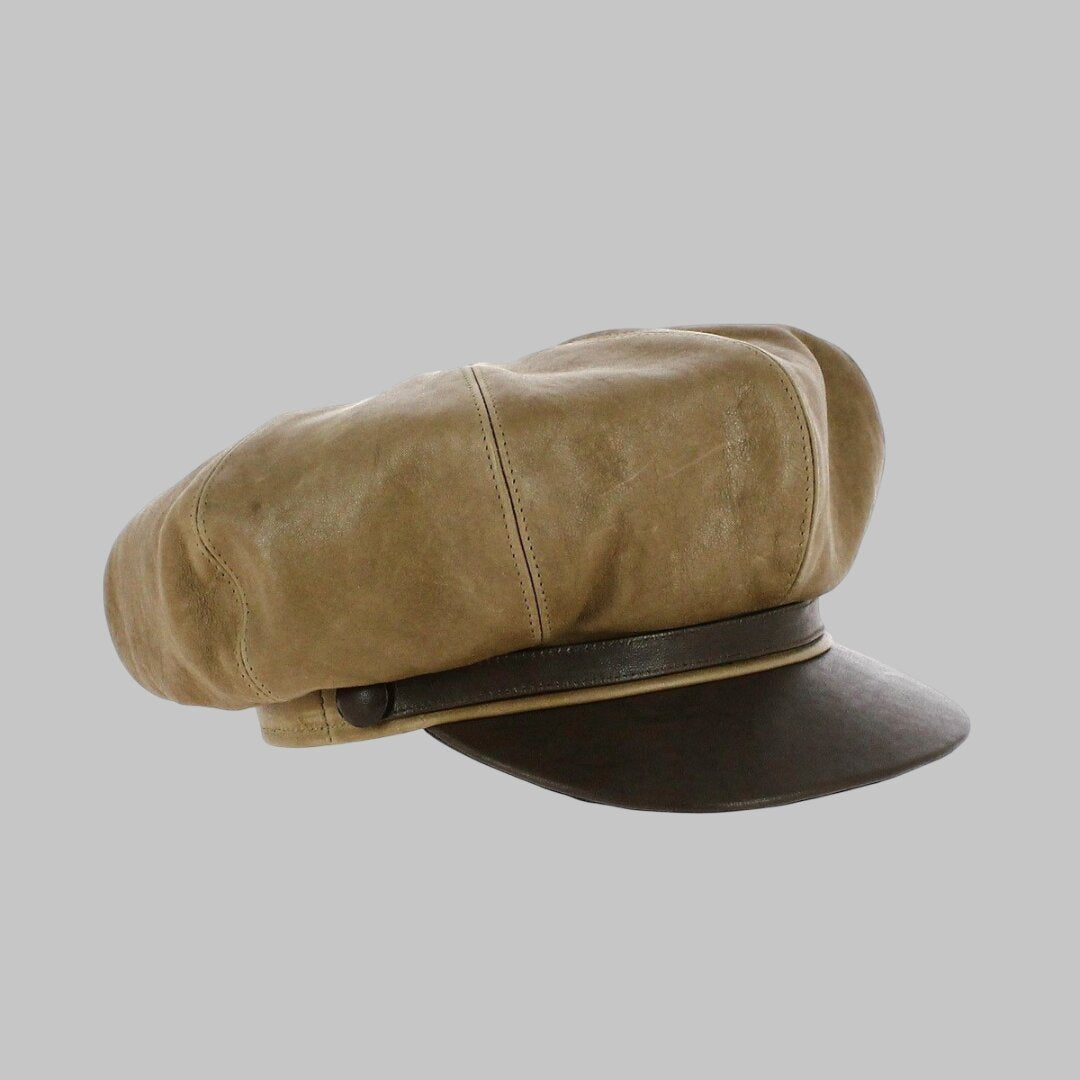 Men Marlon Brando Style Leather Newsboy Cap