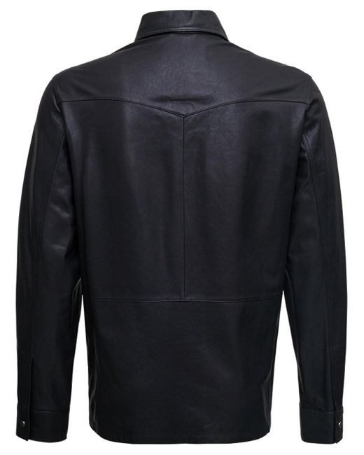 Men's Black Classic Leather Shirt Jeans Style
