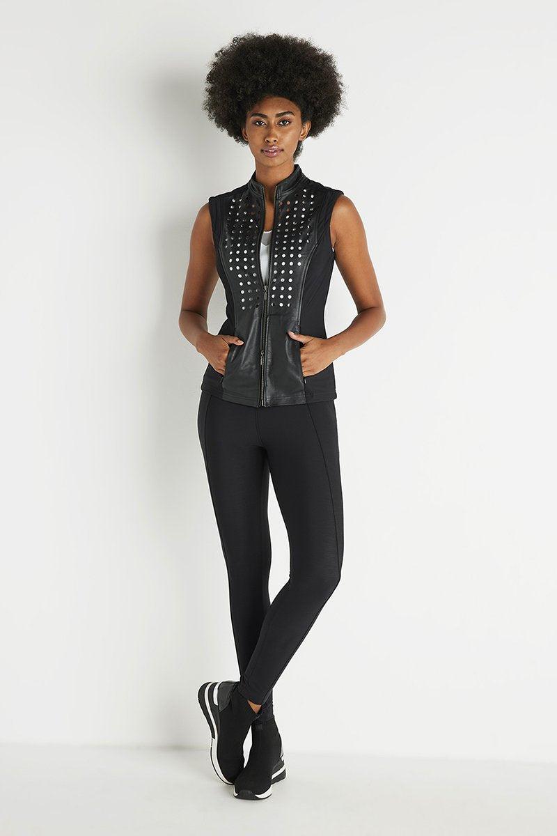 Women’s Black Perforated Leather Vest