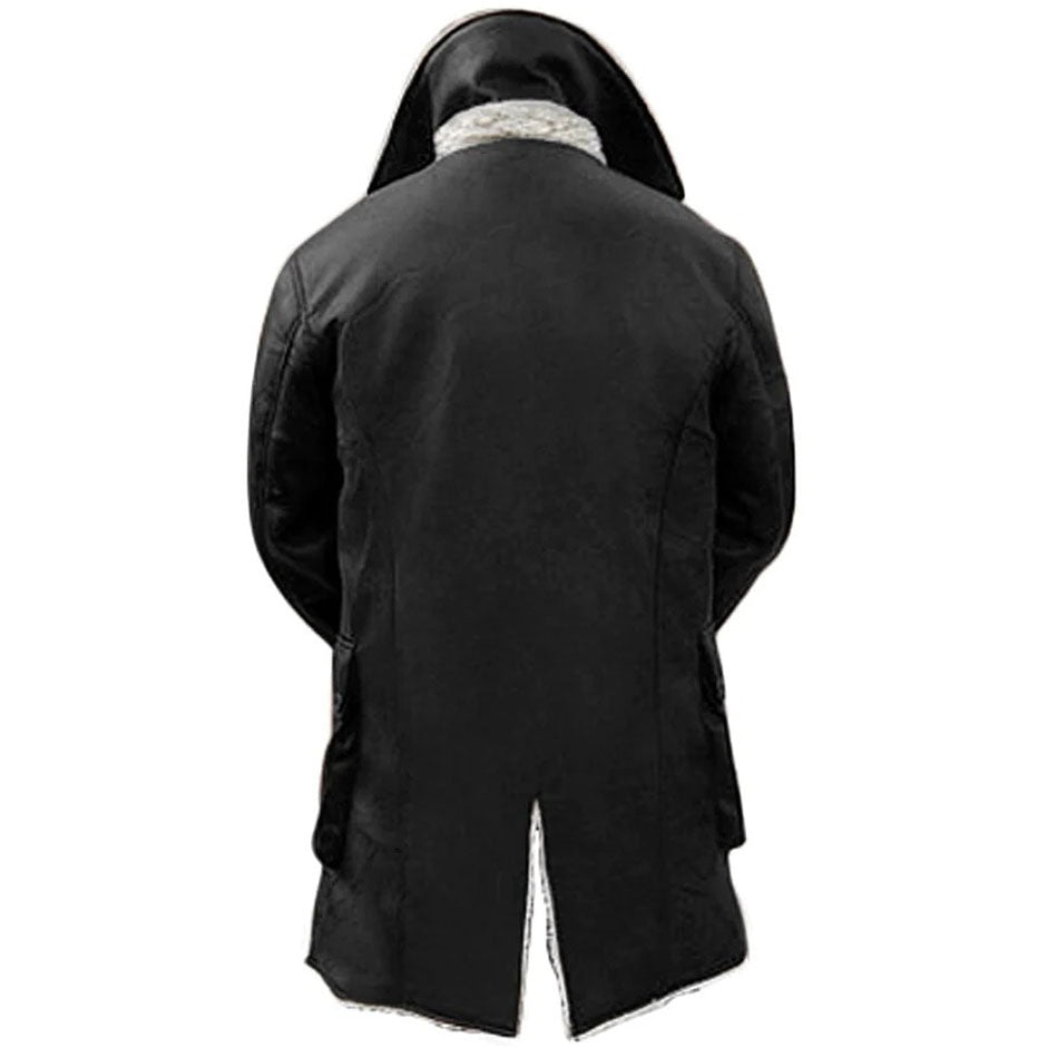 Men's Black Winter Sherpa Shearling Sheepskin Coat