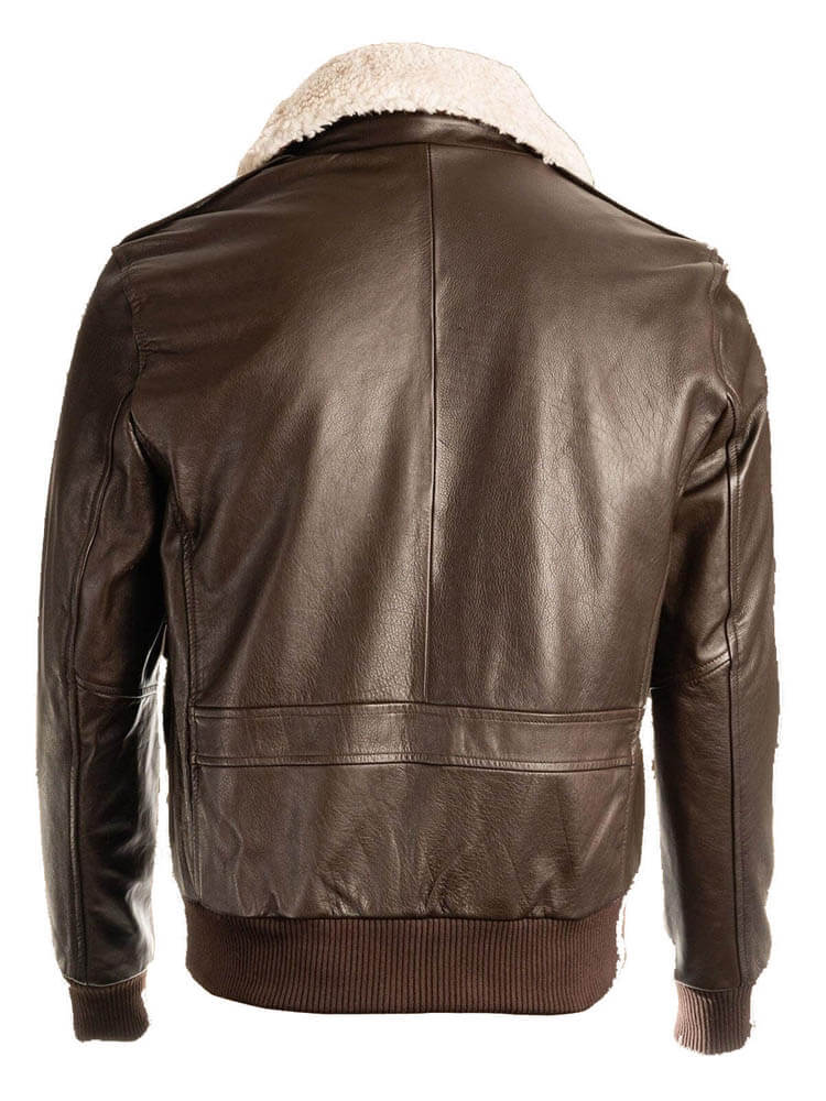 Men's Brown Pilot Shearling Bomber Leather Jacket