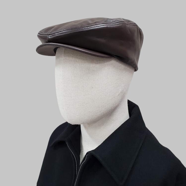 Men Brown Real Leather Ivy Driver Cap