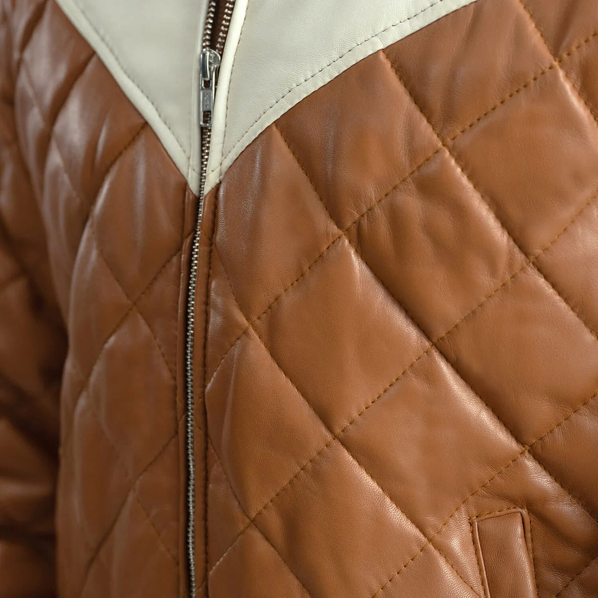 Men's Brown Hooded Quilted Leather Bomber Jacket
