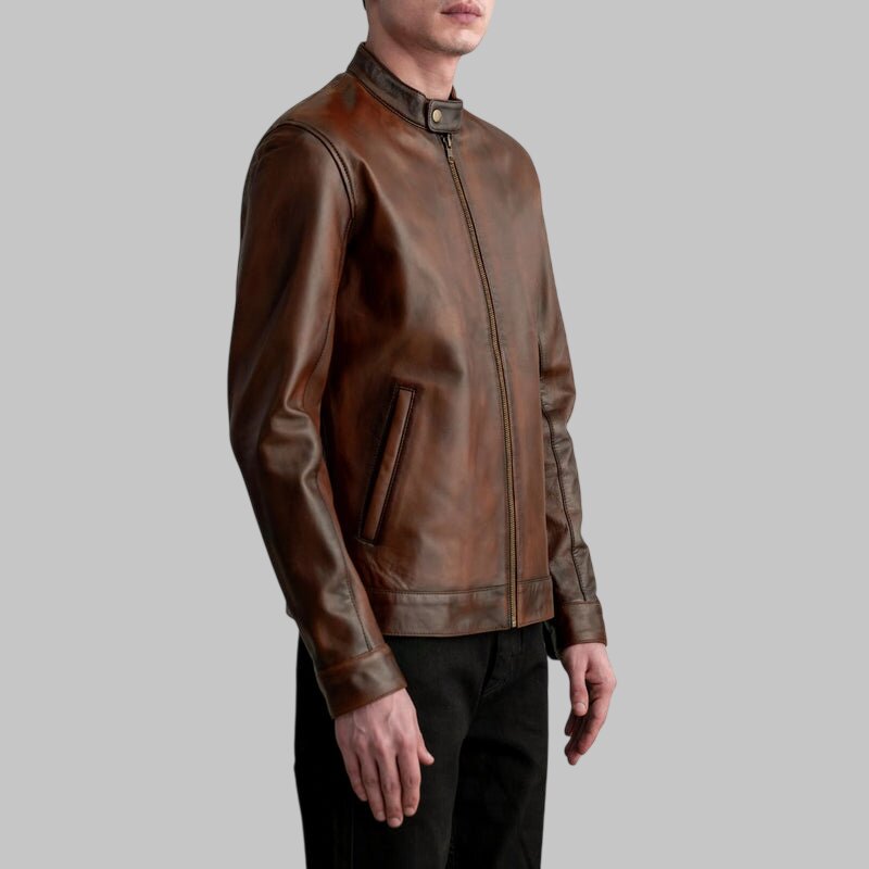 Men's Vintage Distressed Brown Real Leather Jacket