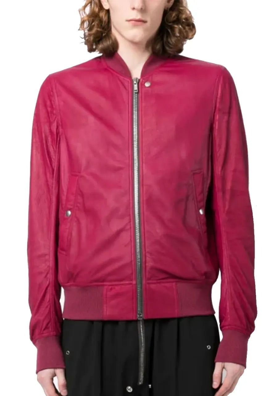 Men’s Burgundy Leather Bomber Jacket – Stylish & Timeless