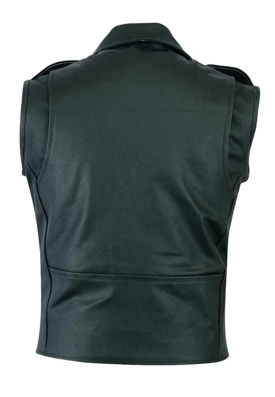 Men’s Brando Vintage Black Leather Biker Vest