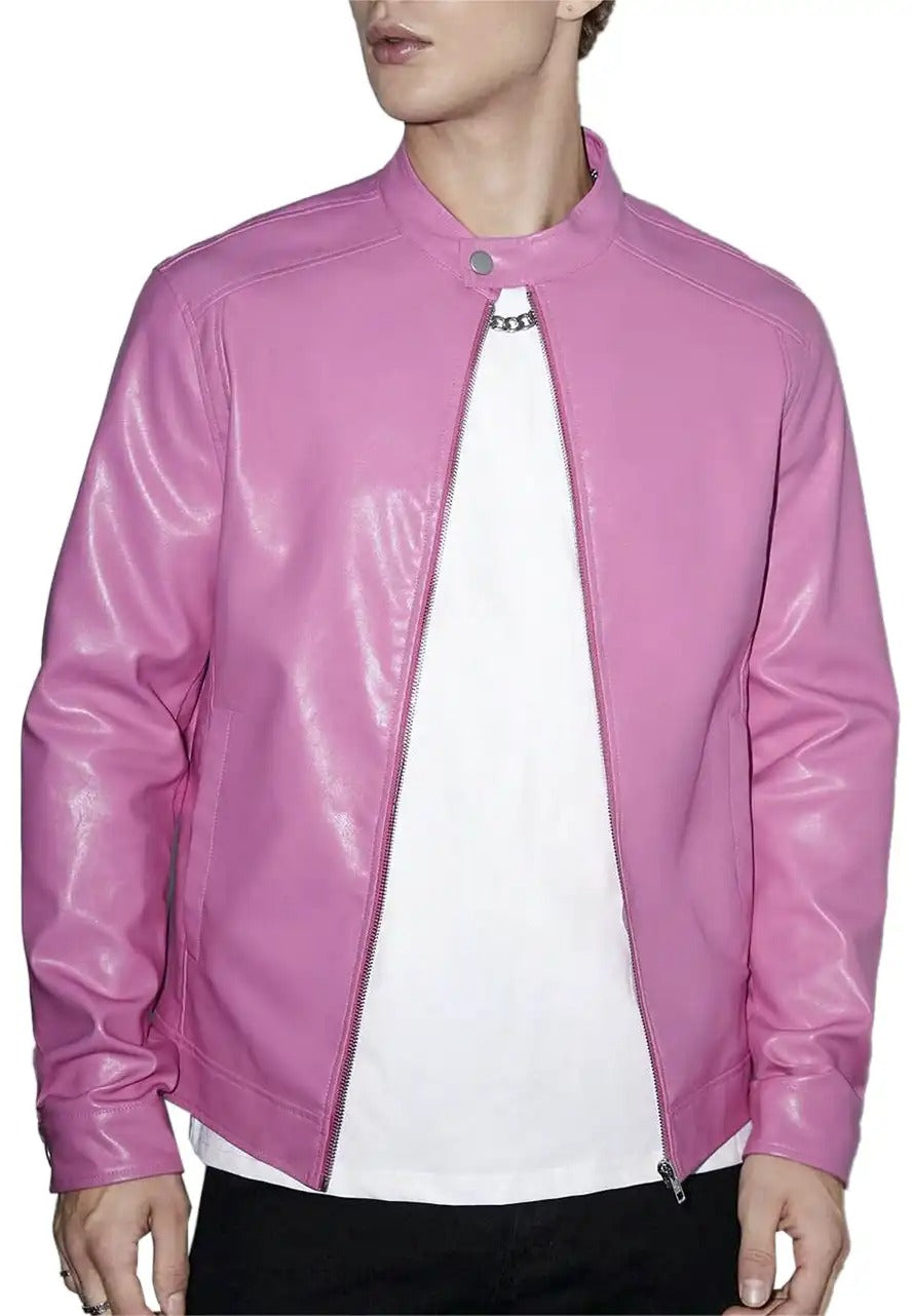 Men’s Pink Leather Jacket