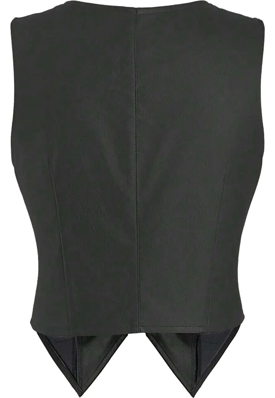 Women's Black Leather Vest