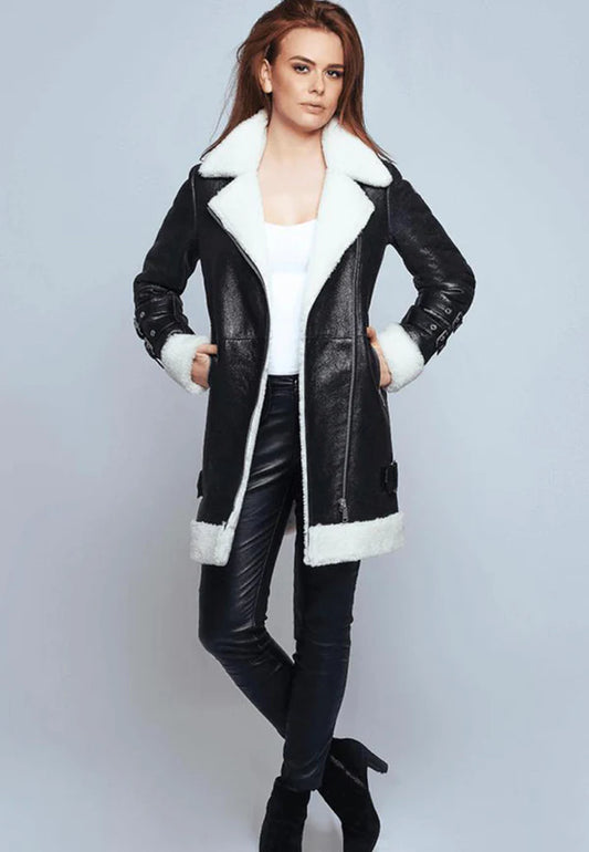 What Are Features Of Women's Shearling Leather Long Coat?