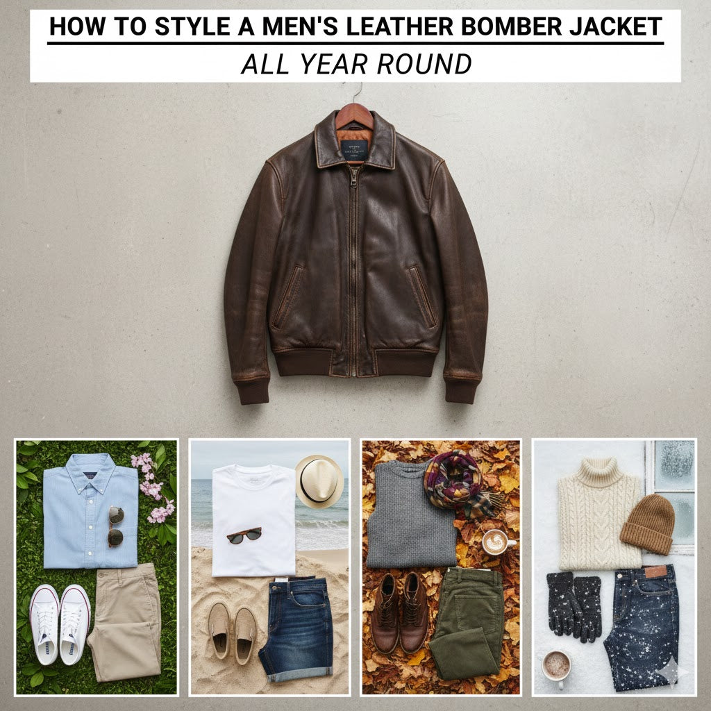 How to Style a Men’s Leather Bomber Jacket All Year Round