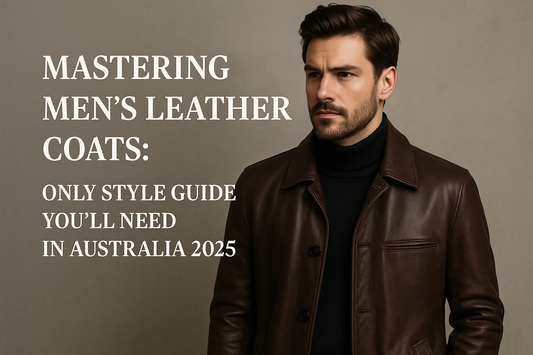 Generate a High-quality image for my blog's Feature image  Landscape Aspect topic:  Mastering Men’s Leather Coats: Only Style Guide You’ll Need in Australia 2025