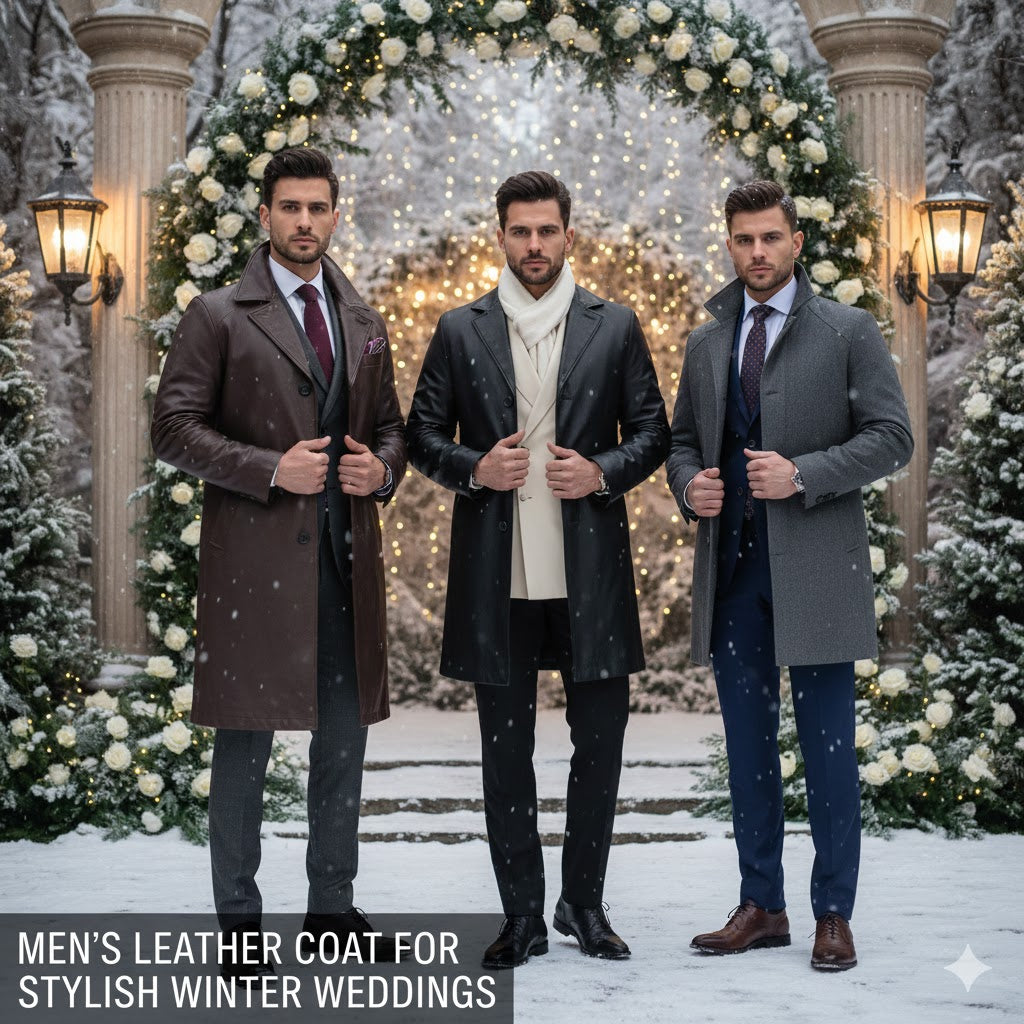Men’s Leather Coat for Stylish Winter Weddings