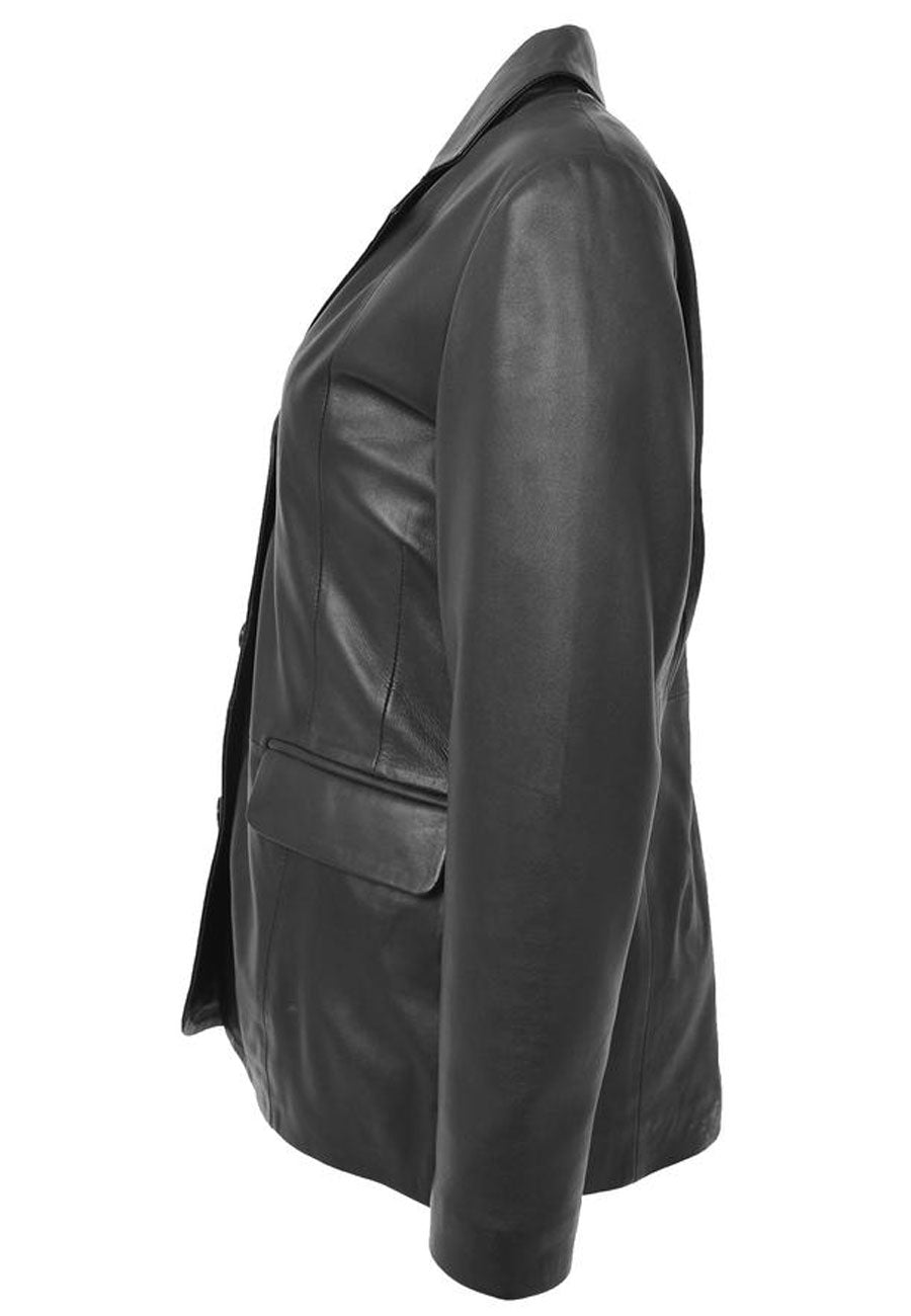 Women's Classic Black Leather Blazer