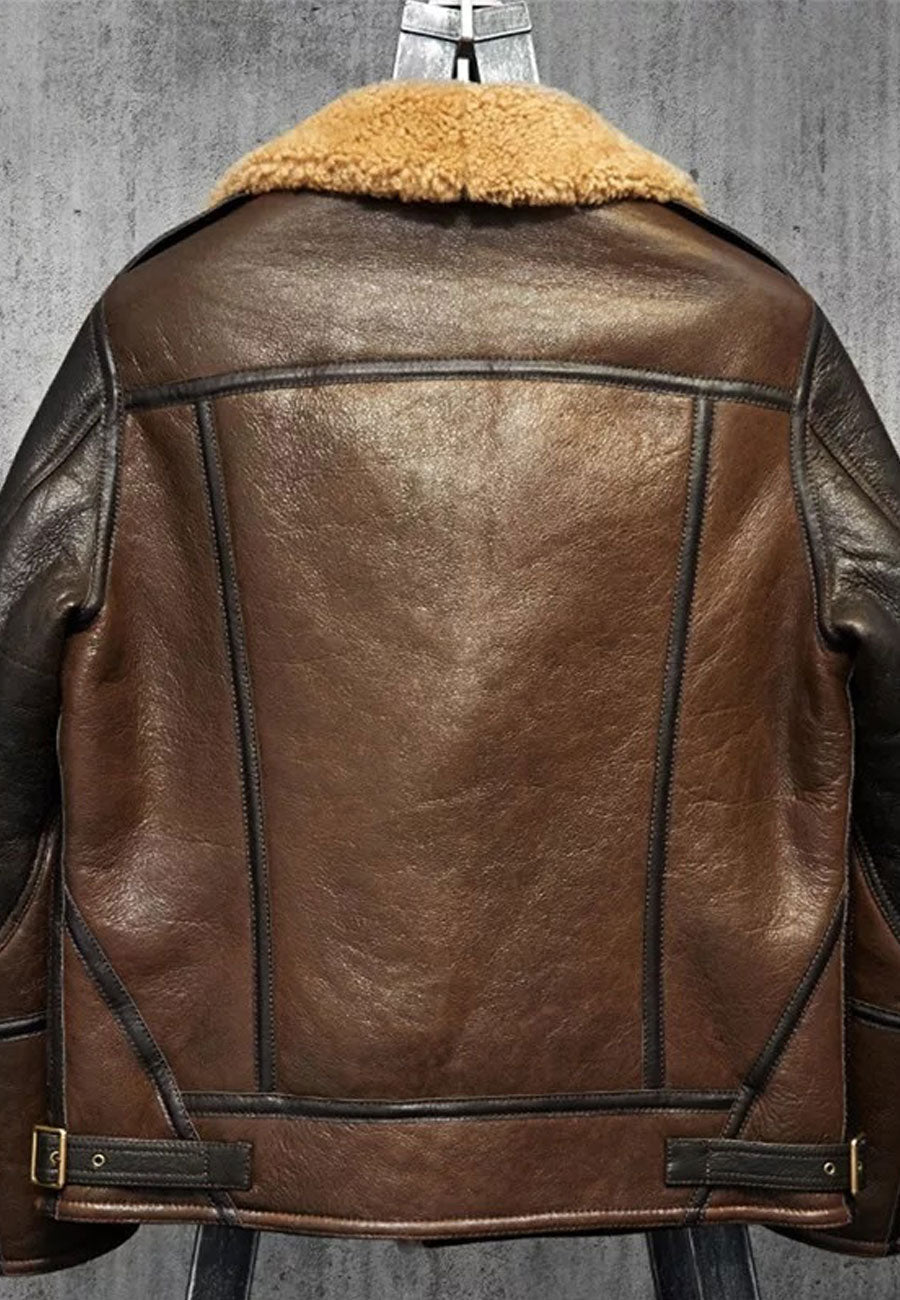 Men’s Aviator Dark Brown Leather Shearling Jacket