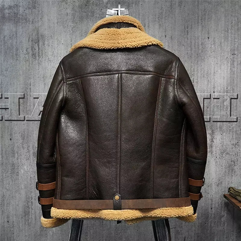 Men’s Aviator Dark Brown Leather Shearling Jacket