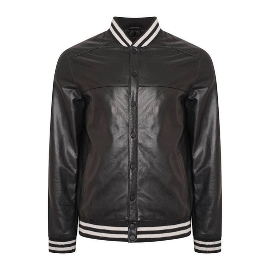 Genuine Leather varsity Bomber Jacket For Men