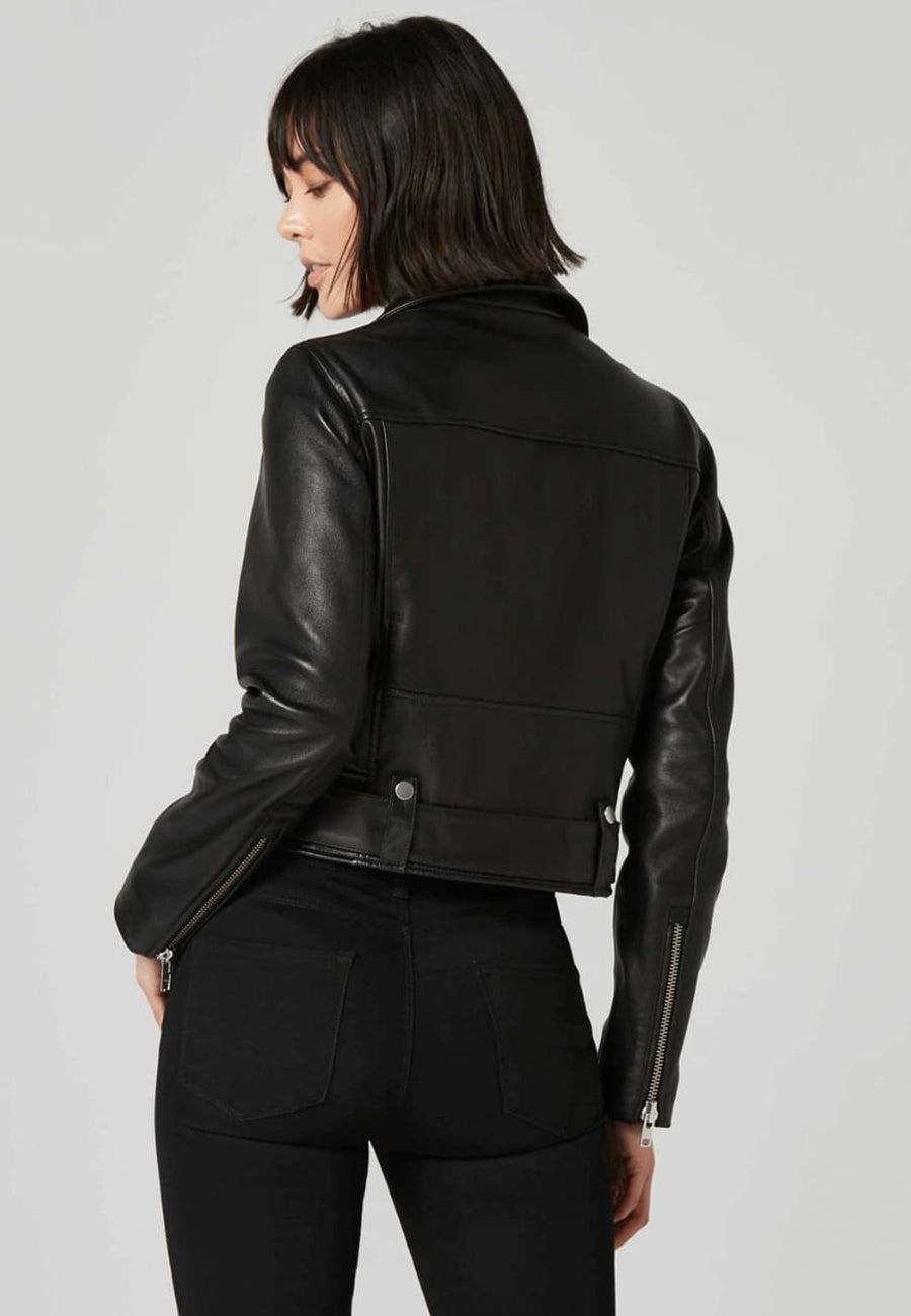 Women's Black Leather Biker Jacket