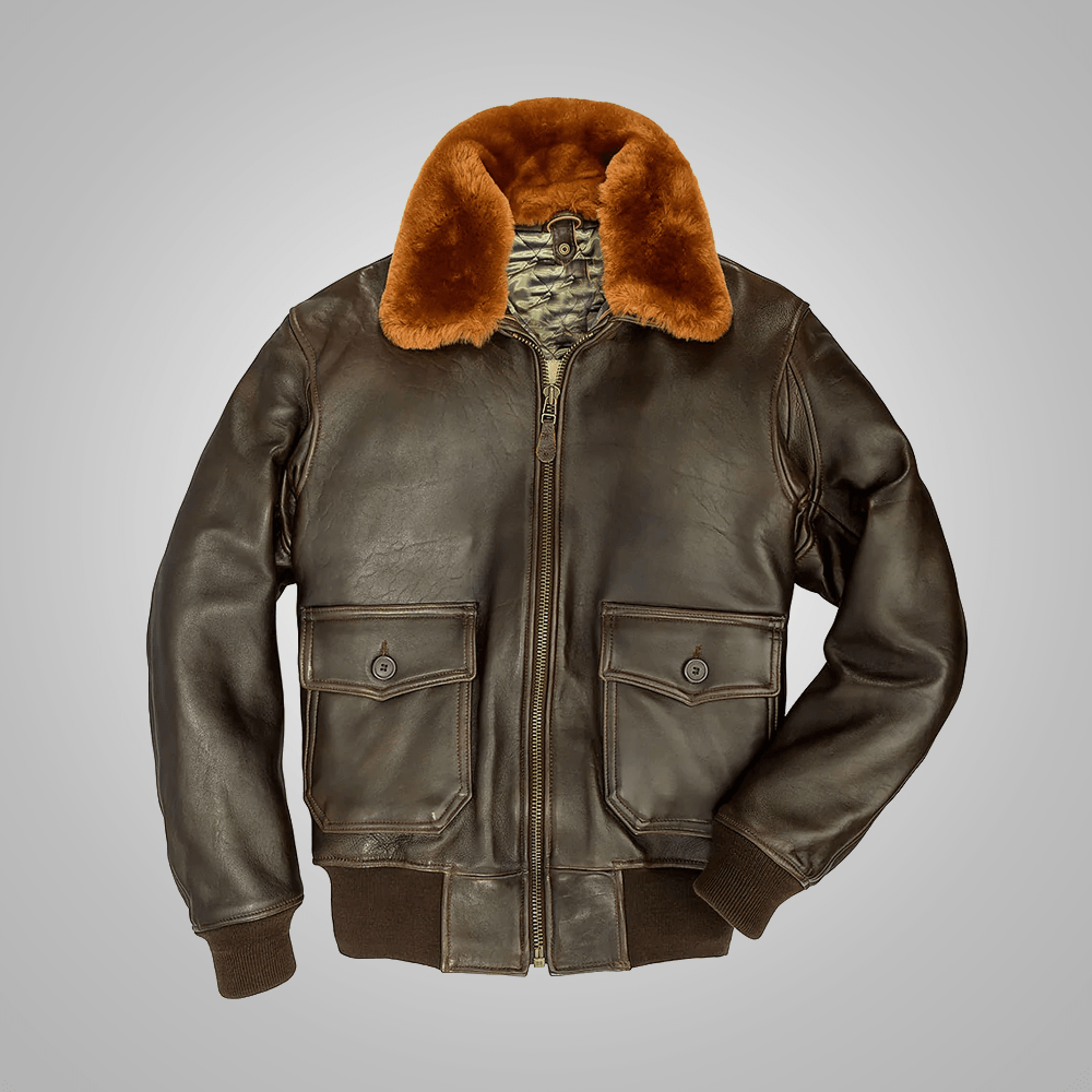 Men's Brown Lambskin G-1 Flight Leather Jacket