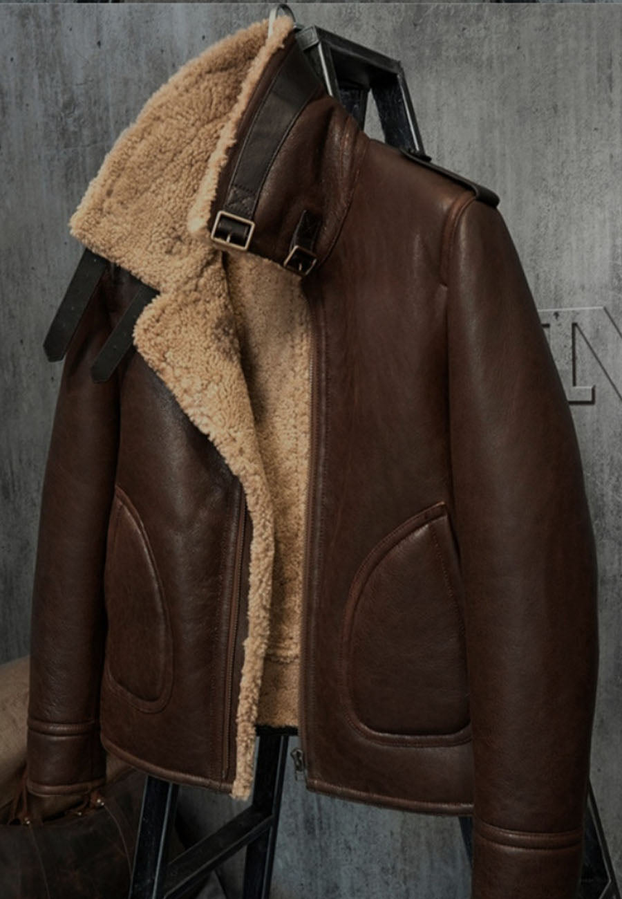 Men’s Dark Brown Leather Shearling Jacket