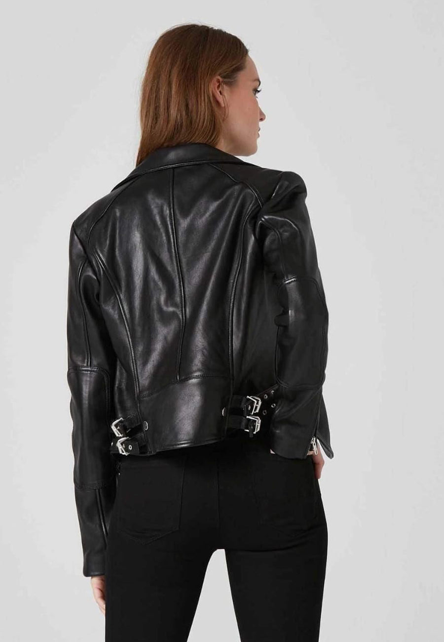 Women’s Black Leather Biker Jacket