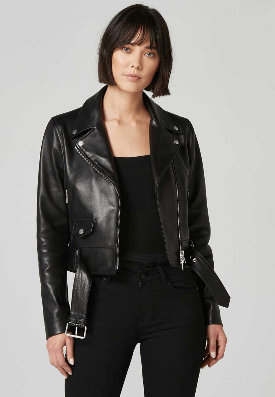 Women's Black Leather Biker Jacket