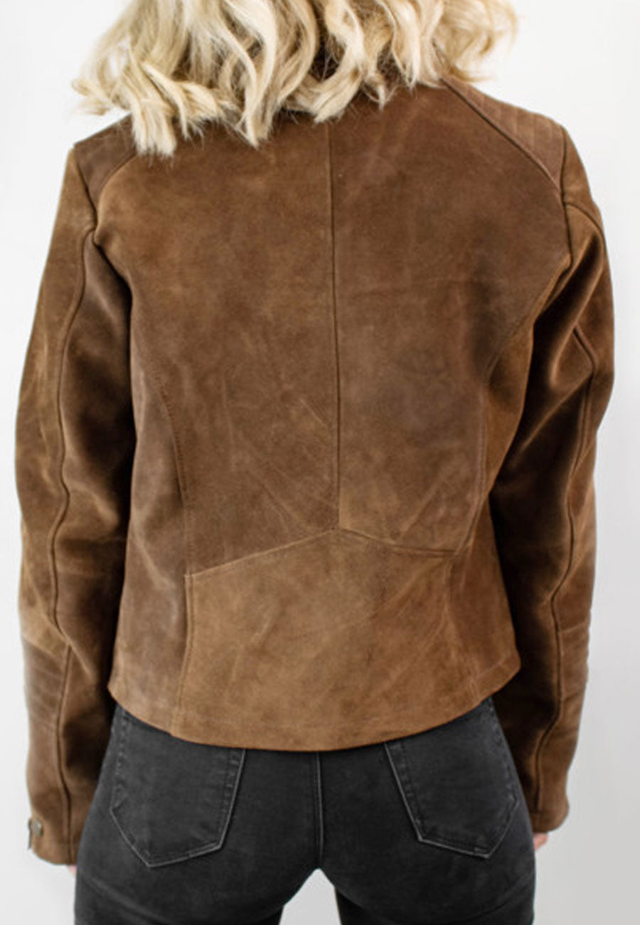 Women’s Brown Suede Leather Biker Jacket