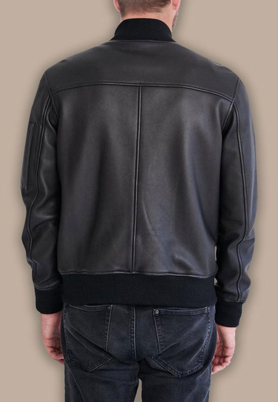 Men's Black Leather Bomber Jackets