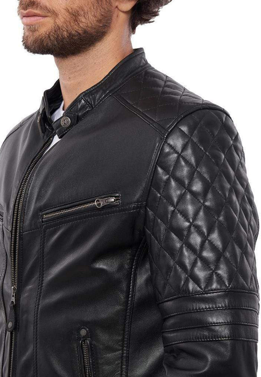 Men's Black Leather Biker Jacket