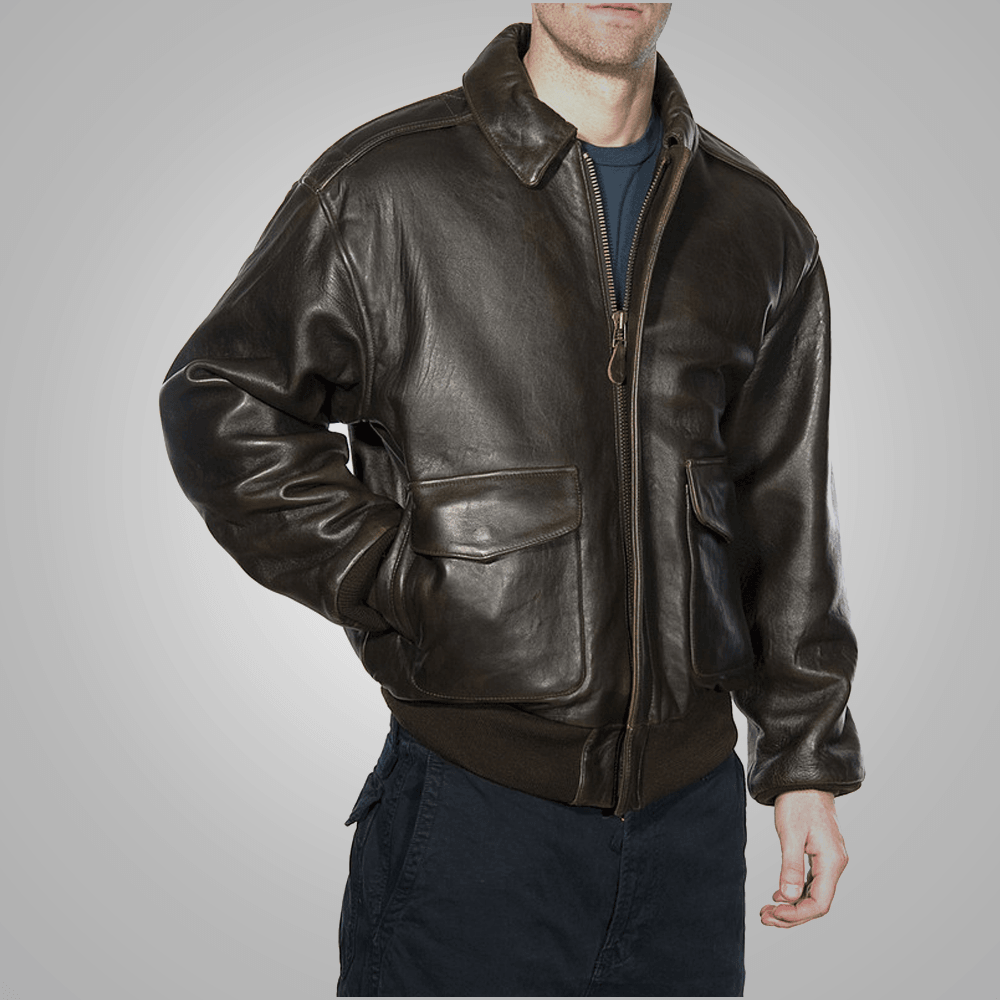 Men's Lambskin Vintage A2 Brown Flying Leather Jacket