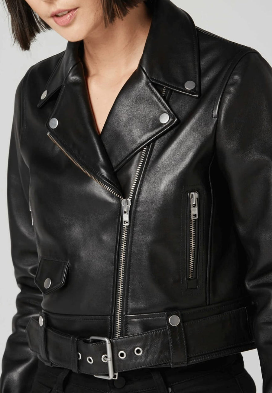 Women's Black Leather Biker Jacket