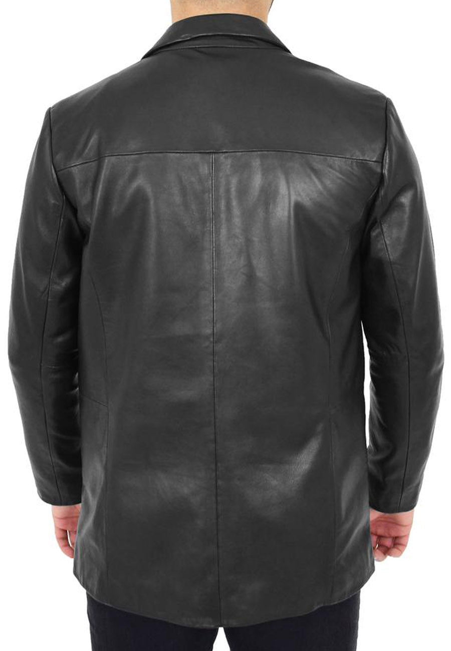 Men’s Classic Black Leather Blazer