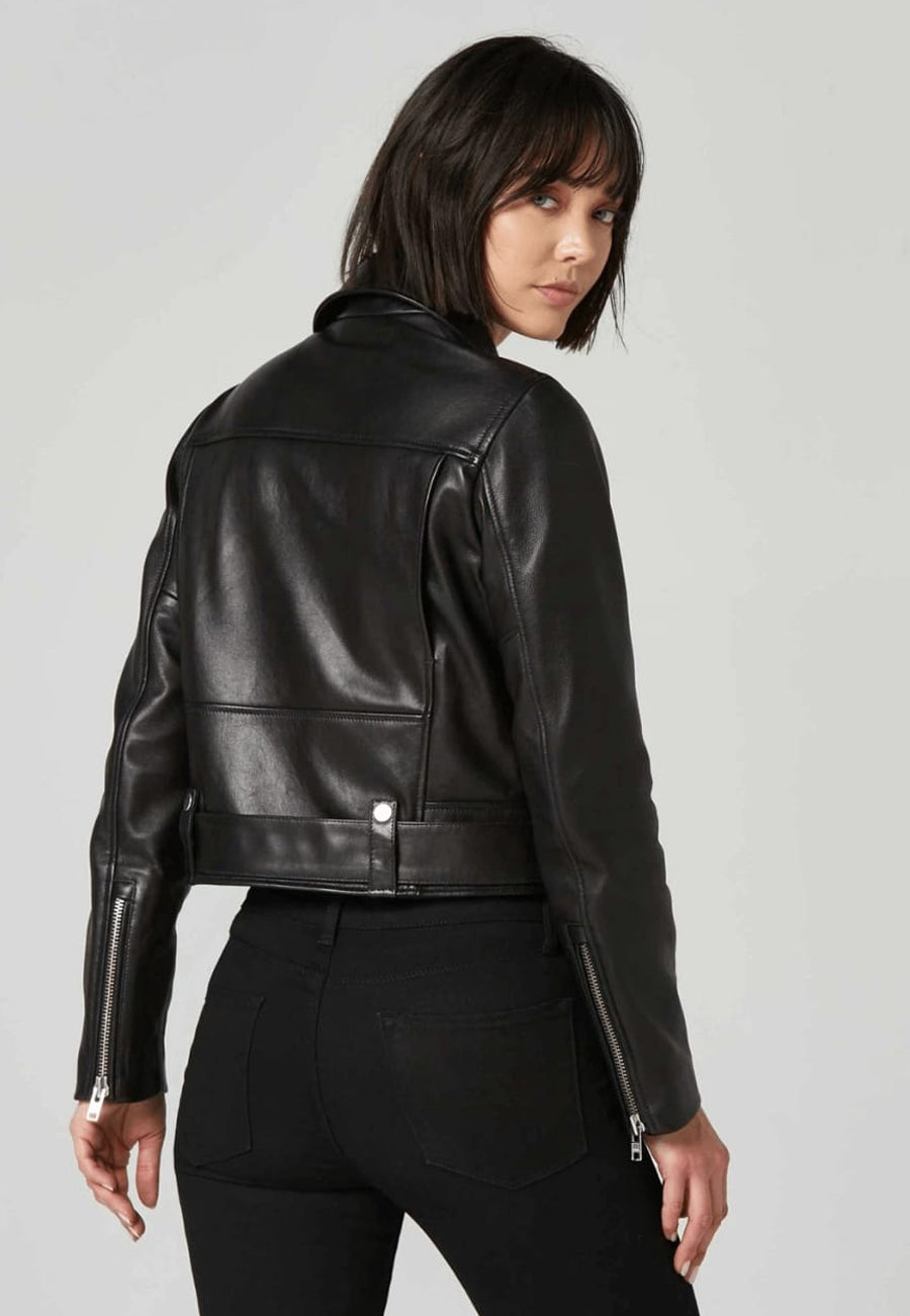 Women's Black Leather Biker Jacket