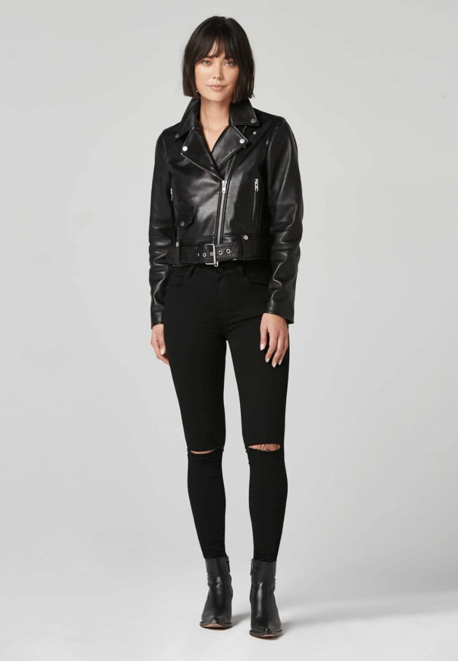 Women's Black Leather Biker Jacket