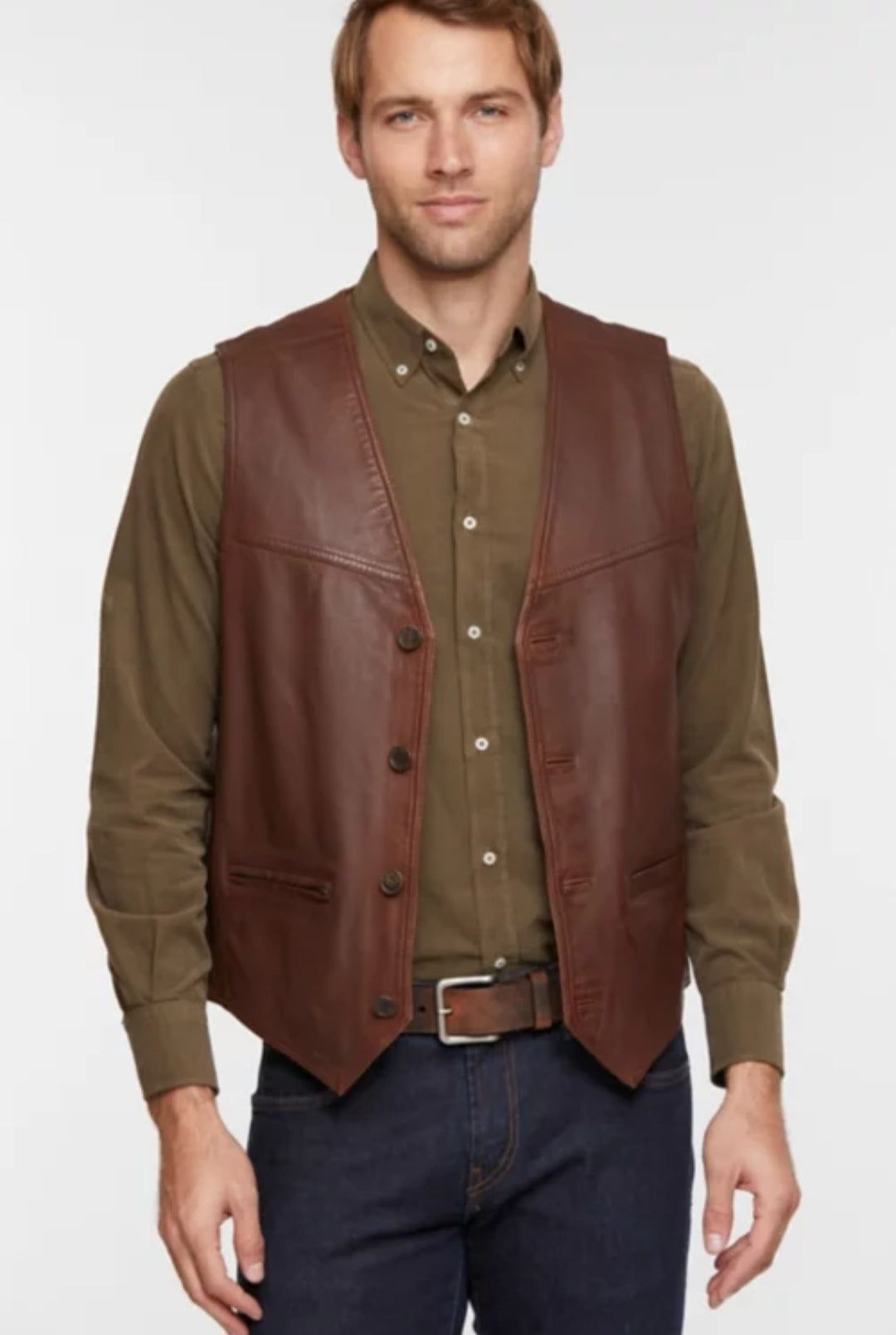 Men's Chocolate Brown Leather Vest