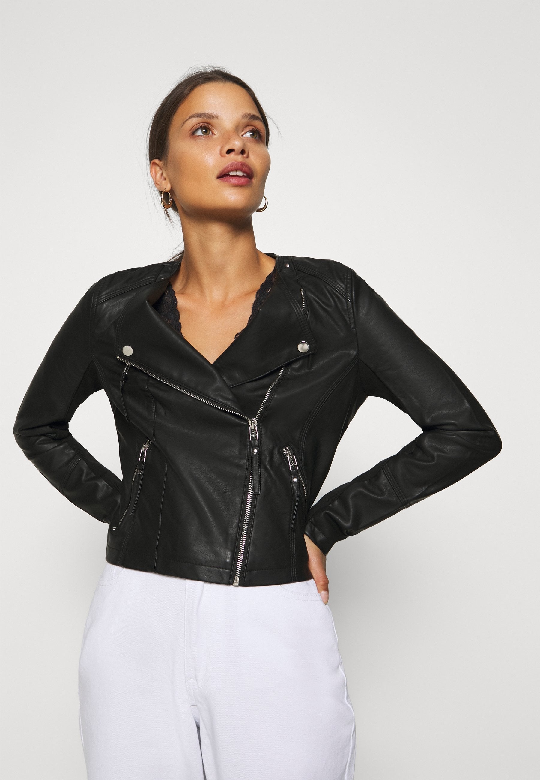 Women’s Black Leather Biker Jacket