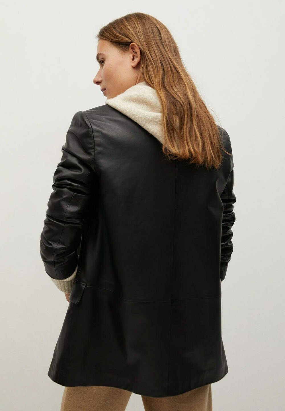 Women’s Oversized Black Leather Coat