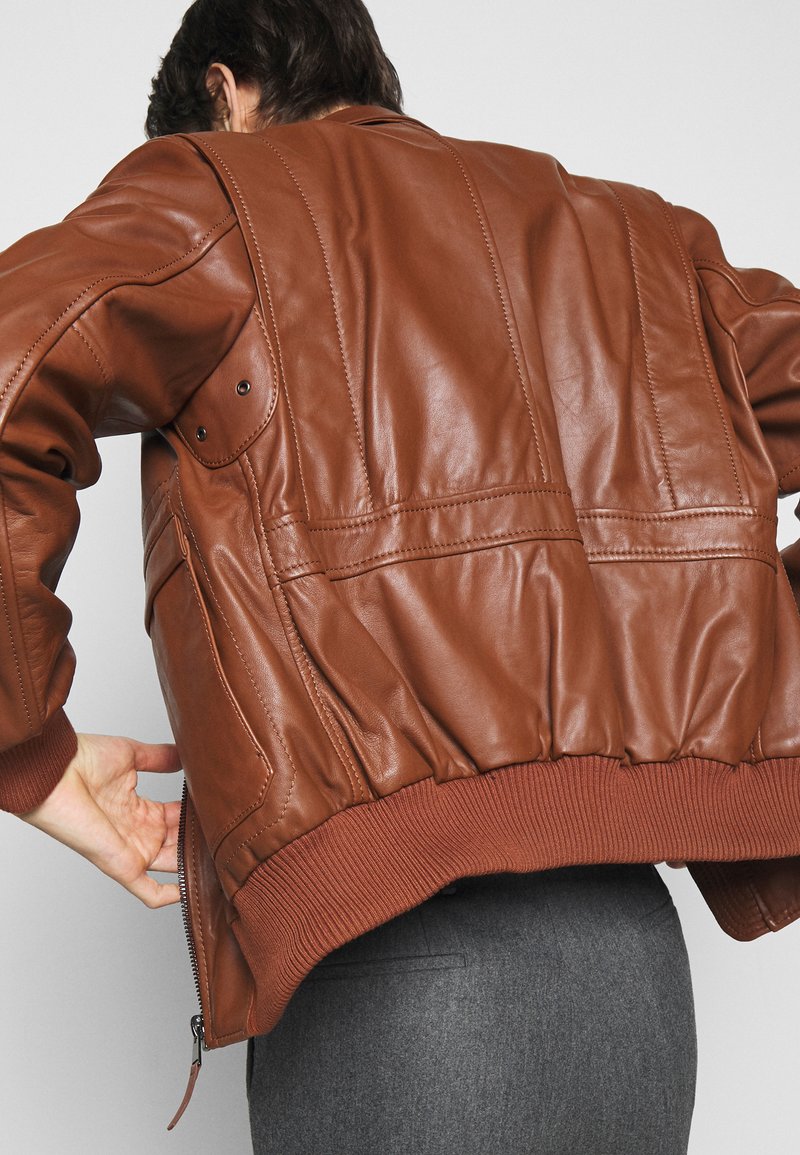 Men’s Tan Brown Leather Bomber Jacket
