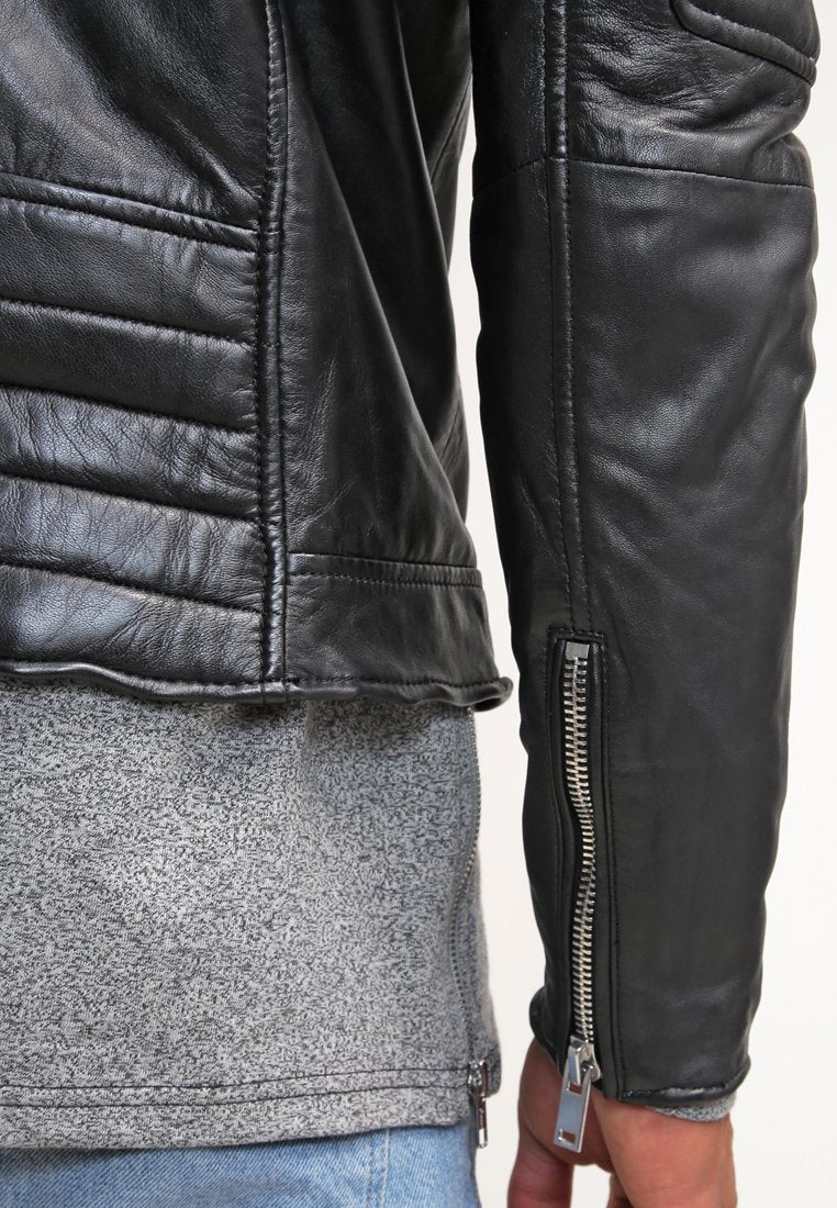 Men’s Black Quilted Leather Biker Jacket