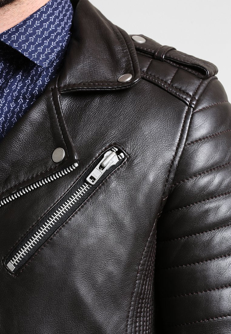 Men’s Black Leather Biker Jacket