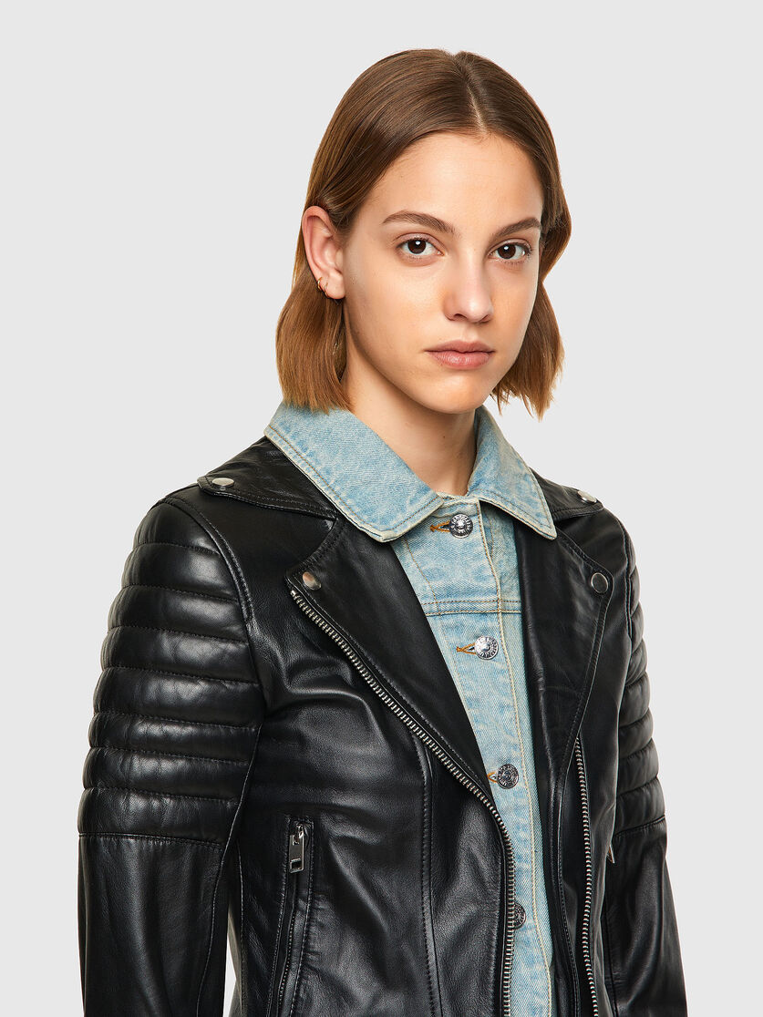 Women’s Black Leather Biker Jacket