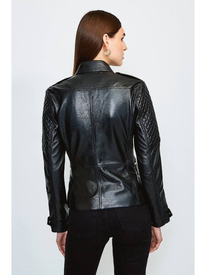 Women’s Black Leather Biker Jacket