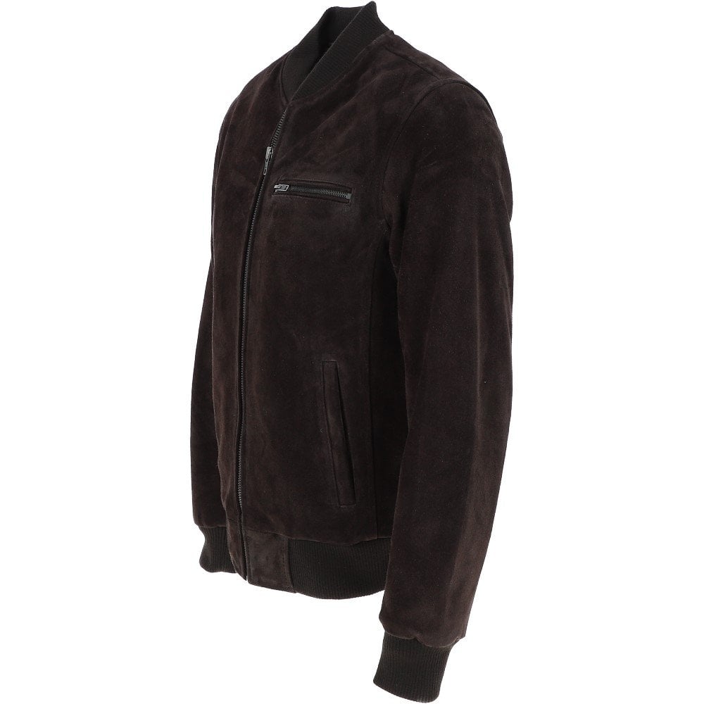 Men’s Black Suede Leather Bomber Jacket