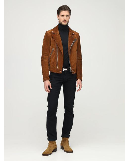 Men’s Tan Brown Leather Biker Jacket