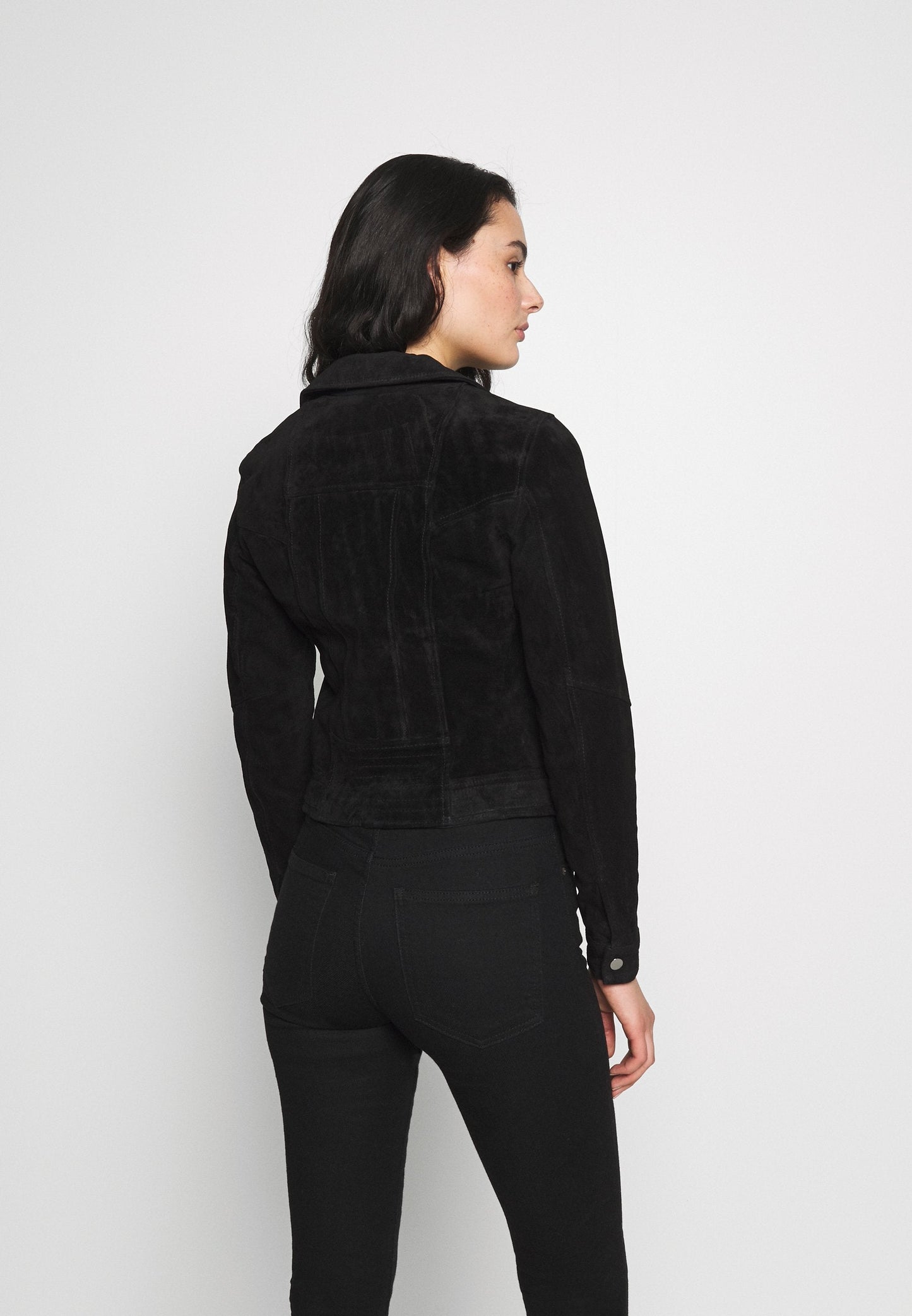 Women's Black Suede Leather Biker Jacket