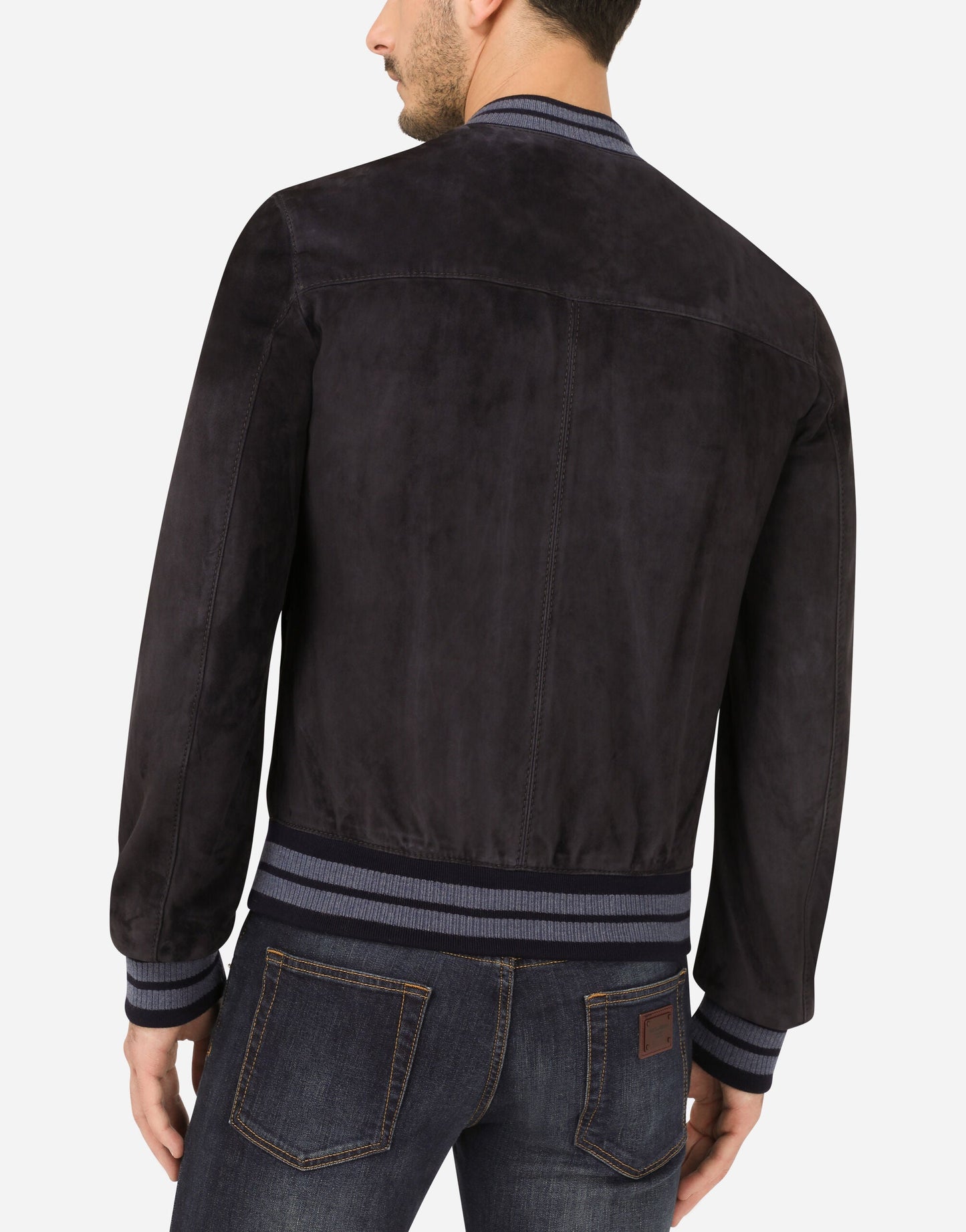 Men's Black Suede Leather Bomber jacket